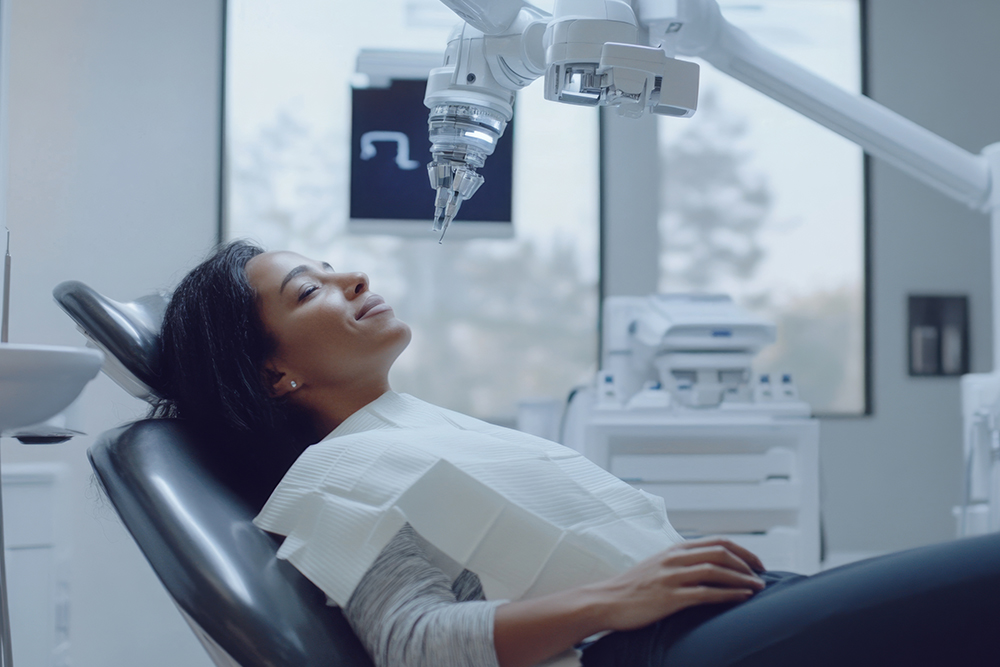 Patient discussing IV sedation options for dental treatment with a dentist.