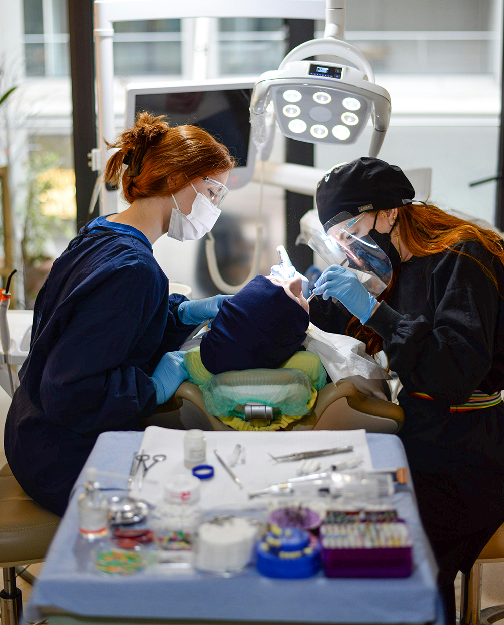 Dentist in Whitby examining a patient at Downtown Whitby Dentistry